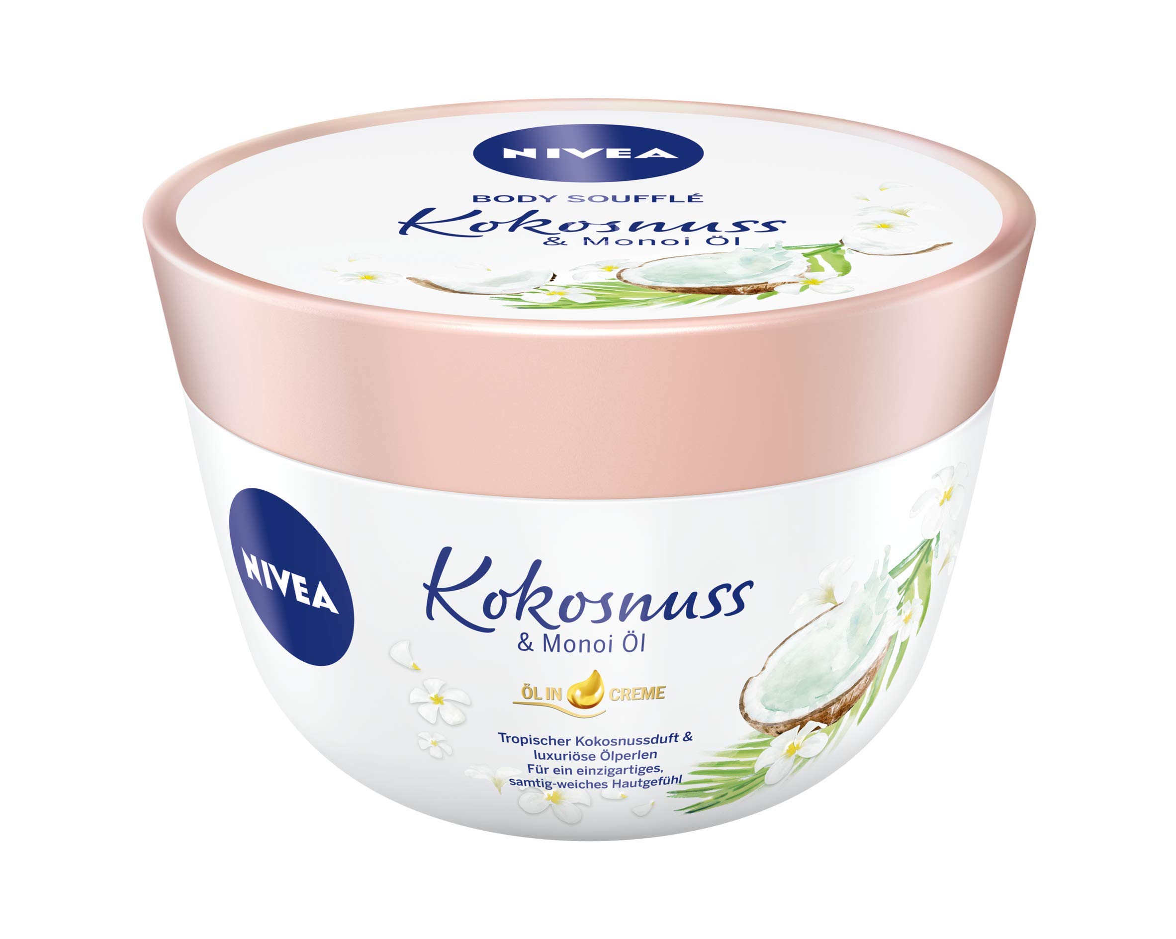 NIVEA Body Soufflé Coconut & Monoi Oil (200 ml), Body Care for 24h Moisture, Lotion for Dry and Very Dry Skin