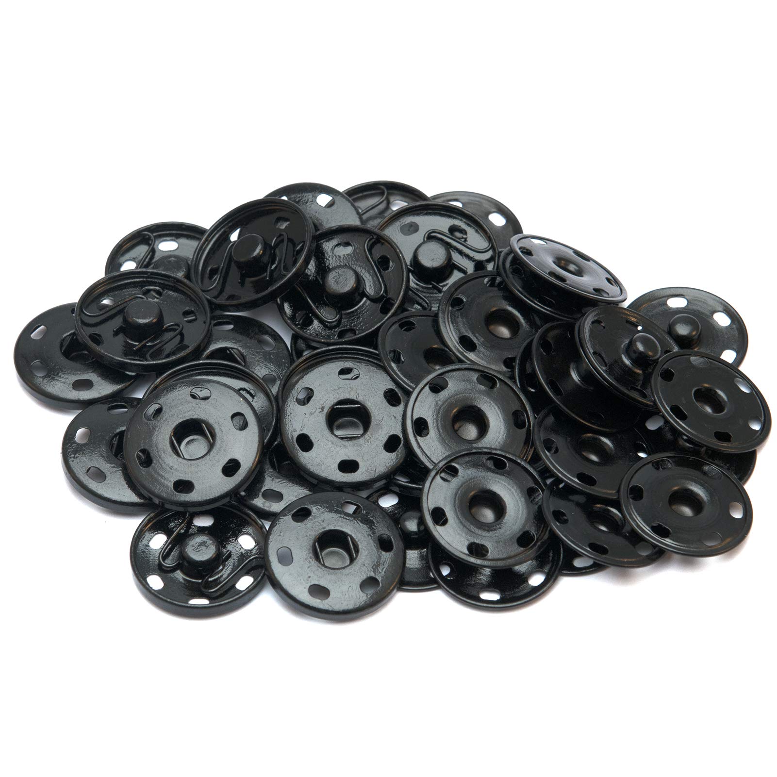 Black Brass Metal Snap Buttons, Invisible Buttons, Press Buttons, Snap Fasteners, Sewing Press Studs Buttons for Suitable for Purse, Handbag, Clothes, Shoes and Hats Sewing Repair (20 Sets 25MM)