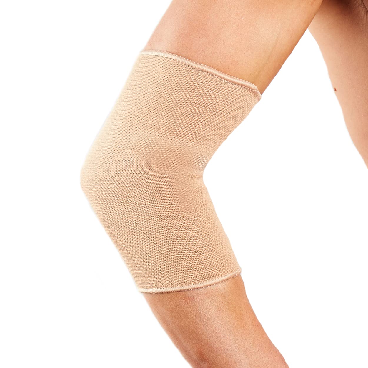 Actesso Beige Elbow Support Sleeve - Ideal for Sprains, Joint Pain, Injury to the Elbow and Sports Use (Large)