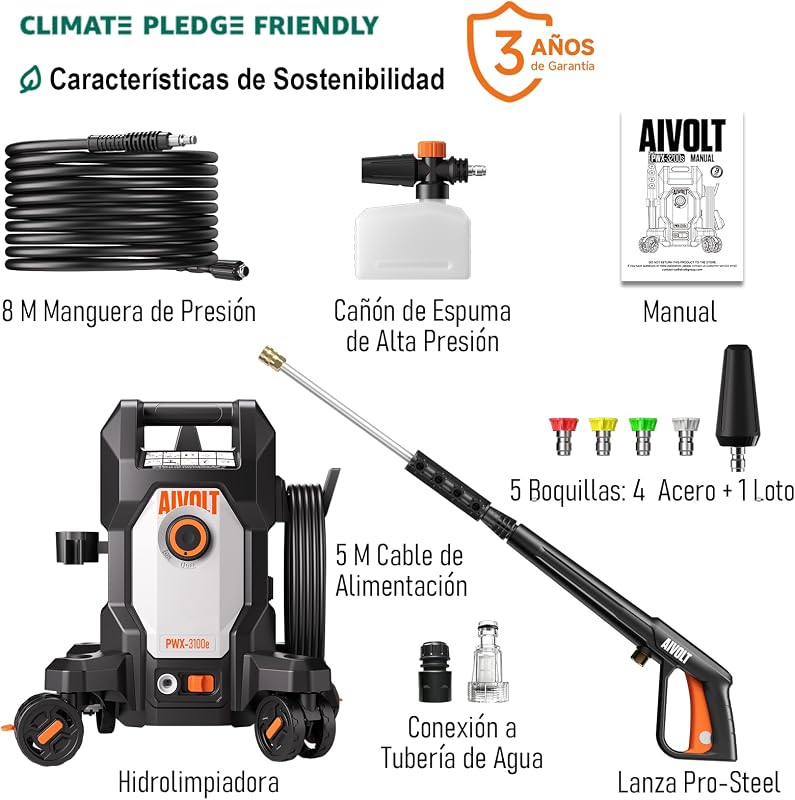 Hidrolimpiadora de Alta Presión 1800W, 170 Bares