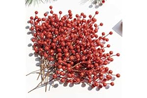 VioletEverGarden 32 Pack Glitter Christmas Picks 6.5 Inch Christmas Berry Stems Red Artificial Berry Stems for Holiday Xmas Tree Home Decorations