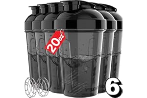 VELOMIX -6 PACK- 20 OZ Protein Shaker Bottles for Protein Mixes, Shaker Cups for Protein Shakes, Small shaker Bottle Pack, Shaker Cup, Blender bottles, Shakers for Protein Shakes