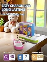 Inspireyes Kids Walkie Talkies 2 Pack Rechargeable 3-12 Years Pink Green view 2