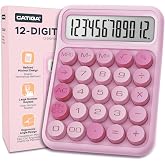 CATIGA Mechanical Switch Calculator, Pink Calculator with 12 Digit Large LCD Display &amp; Big Buttons for Office Desk, Classroom Math, Back to School Supplies, Cute Aesthetic Desk Accessories