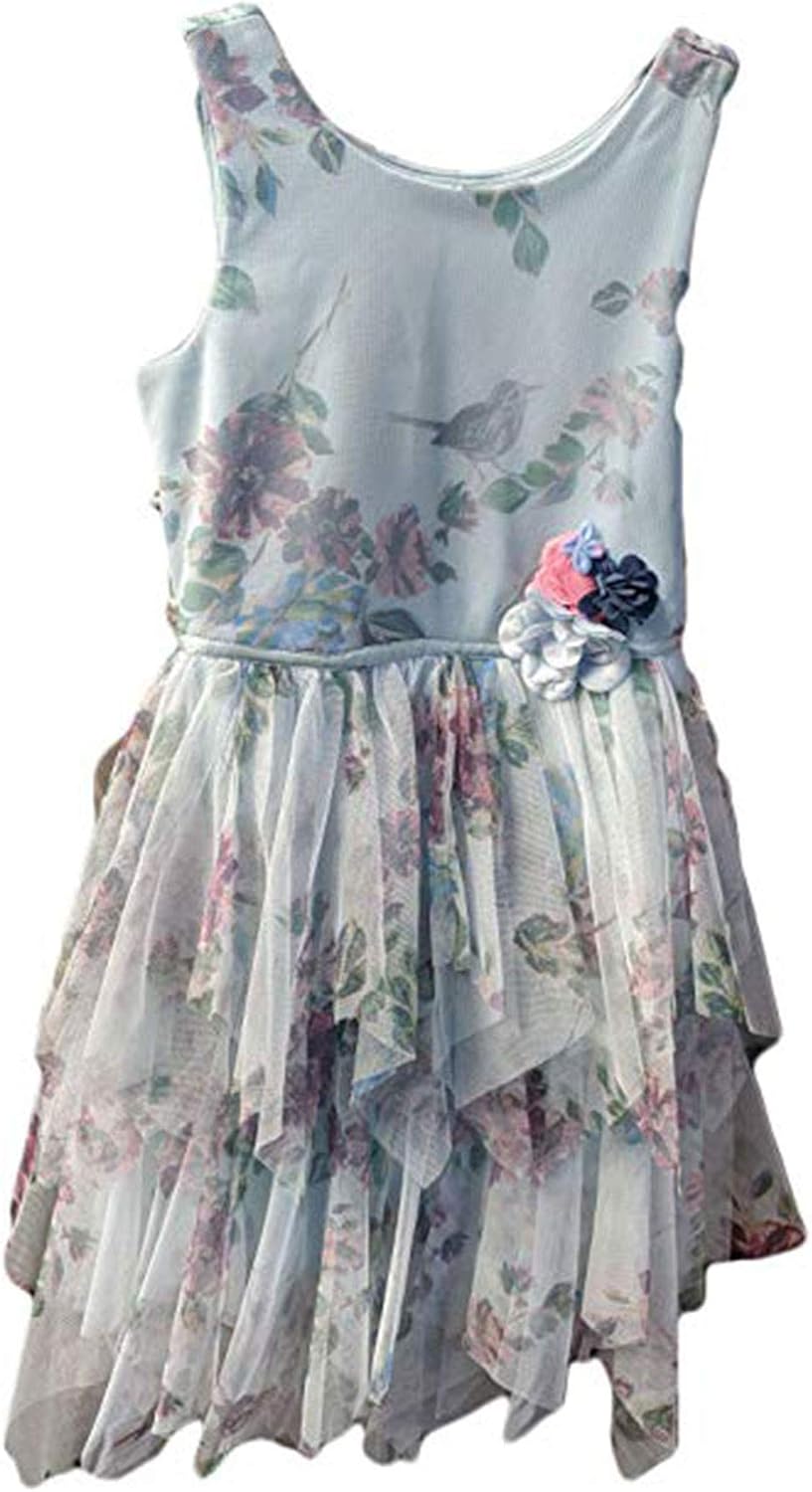 ZUNIE Girl's Floral Stitched Party Dress (6) Clothing