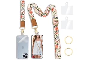 Yonlevres Flower Phone Lanyard Crossbody Strap, Floral Cell Phone Lanyards for around the Neck Wristlet Wrist Strap Adjustable for Keys Case Accessories Travel Essentials