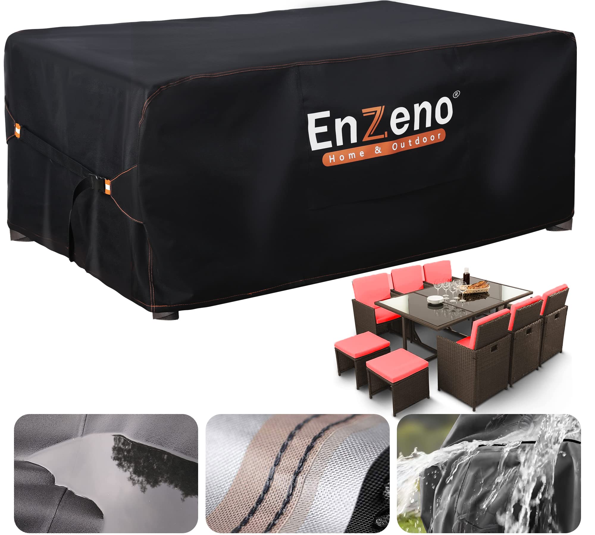 Enzeno Patio Furniture Set Cover Outdoor,Sectional Sofa Set Cover 170x94cm , Rectangular/Square Table Covers, Rattan Patio Furniture Covers Waterproof, Oxford Fabric Outdoor Windproof