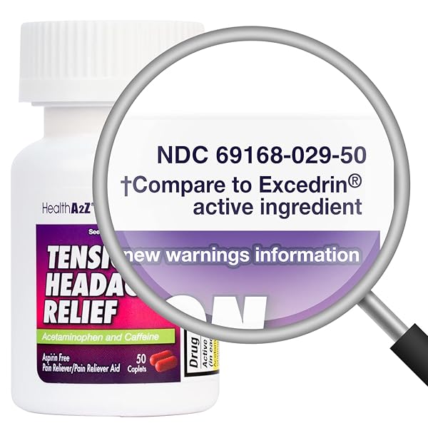 HEALTHA2Z® TENSION HEADACHE RELIEF | ACETAMINOPHEN 500MG | CAFFEINE 65MG | PAIN RELIEVER AID | ASPIRIN FREE (50 CAPLETS (PACK OF 1))