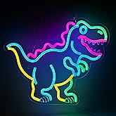 Kids Dinosaur Neon Light - Dimmable LED Decor for Children's Bedroom, Dinosaur Birthday Party Decor, Gift for Boys & Girls Age 5-12, 15x12.4" USB Powered