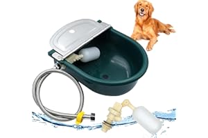 JUNNIU Automatic Water Bowl for Dog, Dog Water Bowl Dispenser with 2 Float Valve and 80cm Pipe, Livestock Water Trough for Horse Cattle Goat Pig Farm Supplies