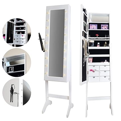 Icecreamliving Zoey Standing Full Length Jewellery Mirror Cabinet