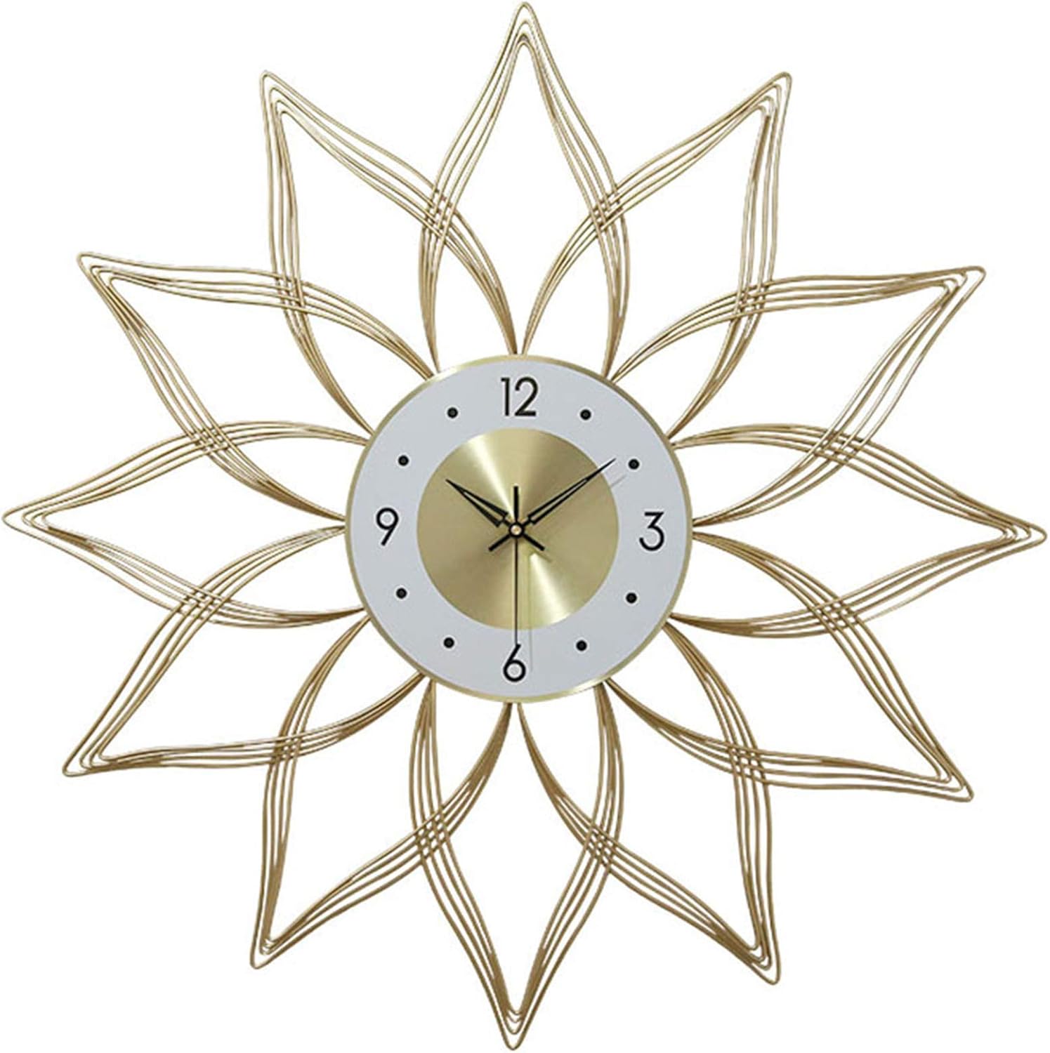 Sunburst Large Wall Clocks,Metal Creative Flower Shape Wall Clock