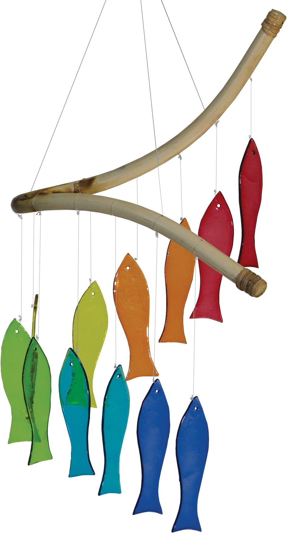 In the Breeze 7009 — Rainbow Fish Glass Wind Chime - Colorful Hanging Suncatcher - Hanging Glass Decoration
