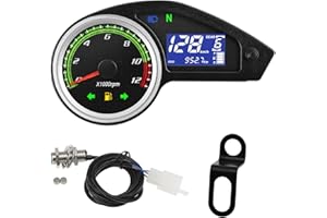 MAIMEIMI Universal Motorcycle Speedometer Gauge Digital Speedometer for Motorcycle LCD Gauge Cluster MPH Dashboard Speedo Meter with Tach, Odo, Oil Level, Gear