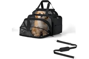 pidipiti top and 1 Side Expandable, 17x11x11 Soft-Sided pet Carrier, TSA and American/Delta/United Airline Approved,for Small Dog/Puppy/cat underseat in Airplane and Vet.