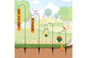 NATURES DISTRIBUTING Shepherds Hooks for Outdoor - Set of 4 Adjustable Garden Poles for Bird Feeders, Solar Lanterns, Wind Chimes and Hanging Plants - Ground Stakes For Perfect Outdoor Landscape Decorations