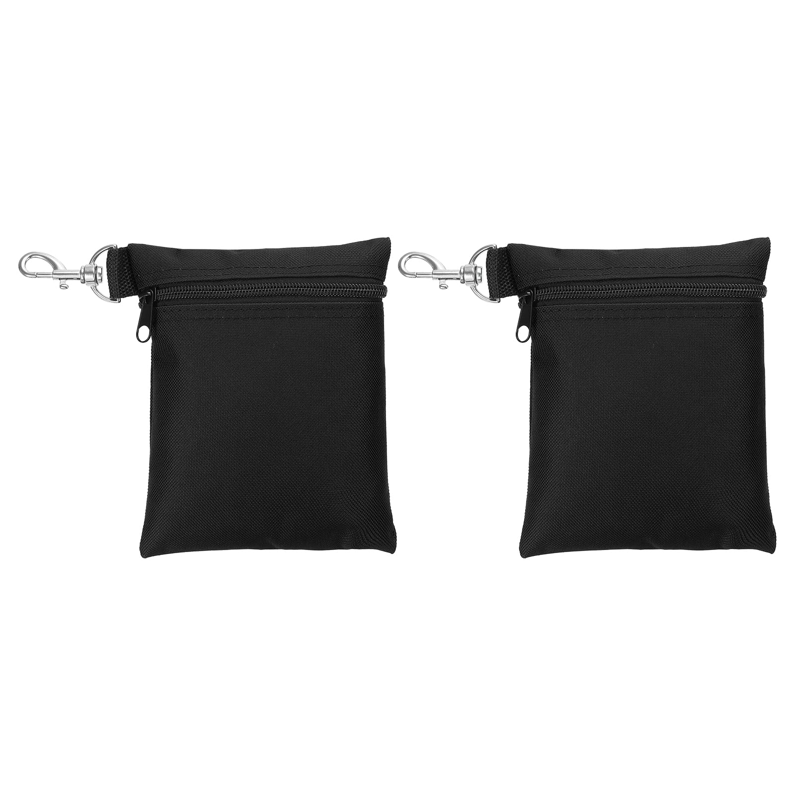 PATIKIL Zipper Golf Tee Pouch 6.7 x 5.5 Inch, 2 Pack Valuables Golf Tee Bag Golf Bag Accessories with Clip for Men Women Storage, Black