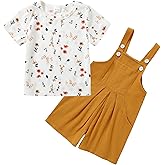ZOEREA Toddler Girl Clothes, 2Pcs Baby Girl Outfits Spring/Summer Stripe/Floral T-Shirt+Bib Overall Shorts Clothing Set 1-5T
