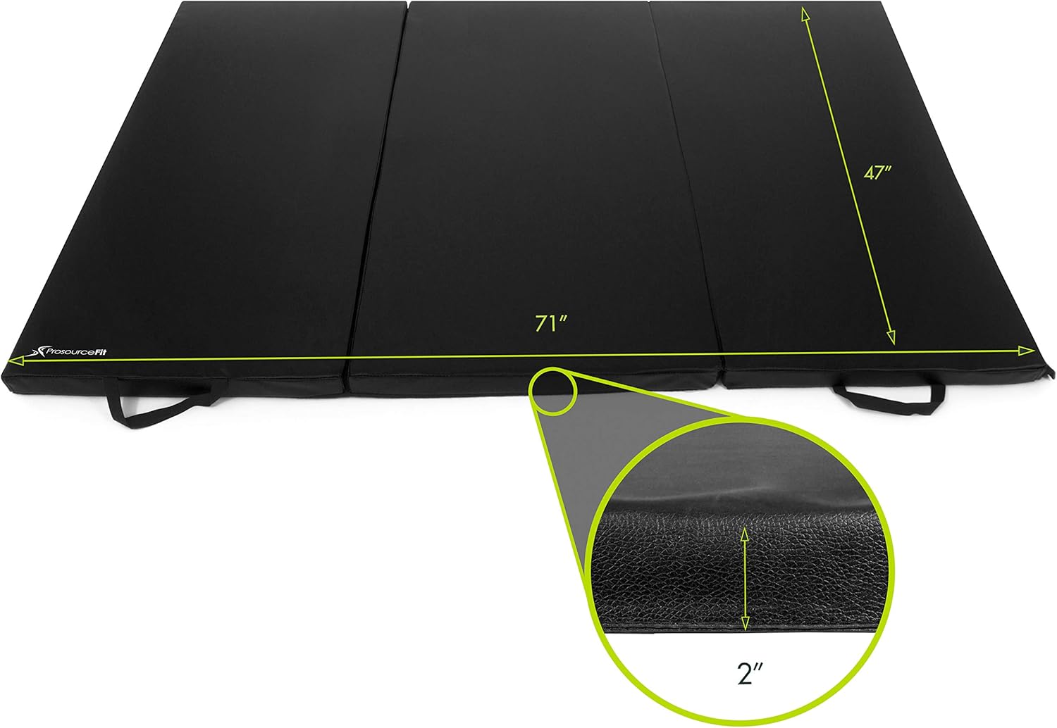 ProSource Tri-Fold Folding Thick Exercise Mat 6’x4’ with Carrying Handles for Tumbling, Martial Arts, Gymnastics, Stretching, Core Workouts : Sports & Outdoors