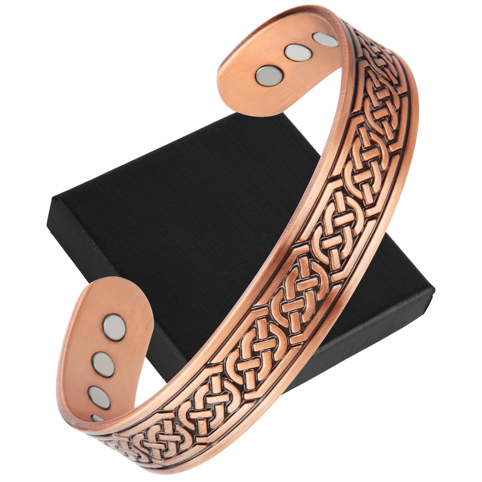 OFFCUP Copper Bracelet for Men and Women, 99.9% Pure Copper Magnetic Bracelets Cuff Bangle with 12 Powerful Magnets, Adjustable Brazalete with Gift Box Jewelry Cloth