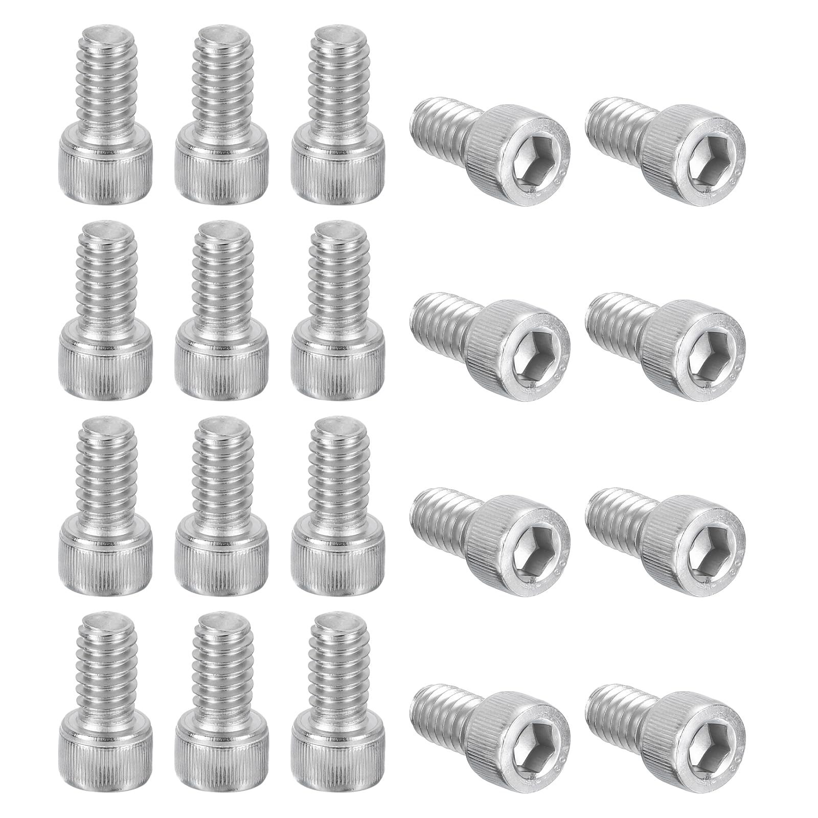 PATIKIL 1/4-20 x 7/16" Hex Socket Cap Head Screw Bolt, 20Pcs 304 Stainless Steel 18-8, Machine Full Thread for Construction, Manufacturing, Engineering, Assembling, Furniture