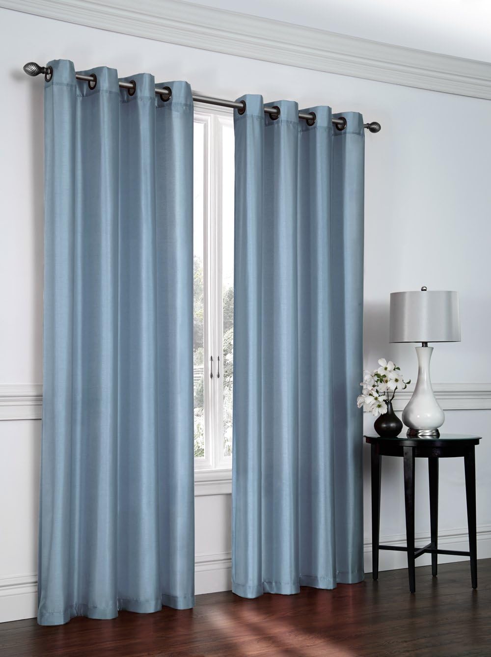 Ruthy's Textile 2- Piece Faux Silk Grommet Curtain Panels - 54