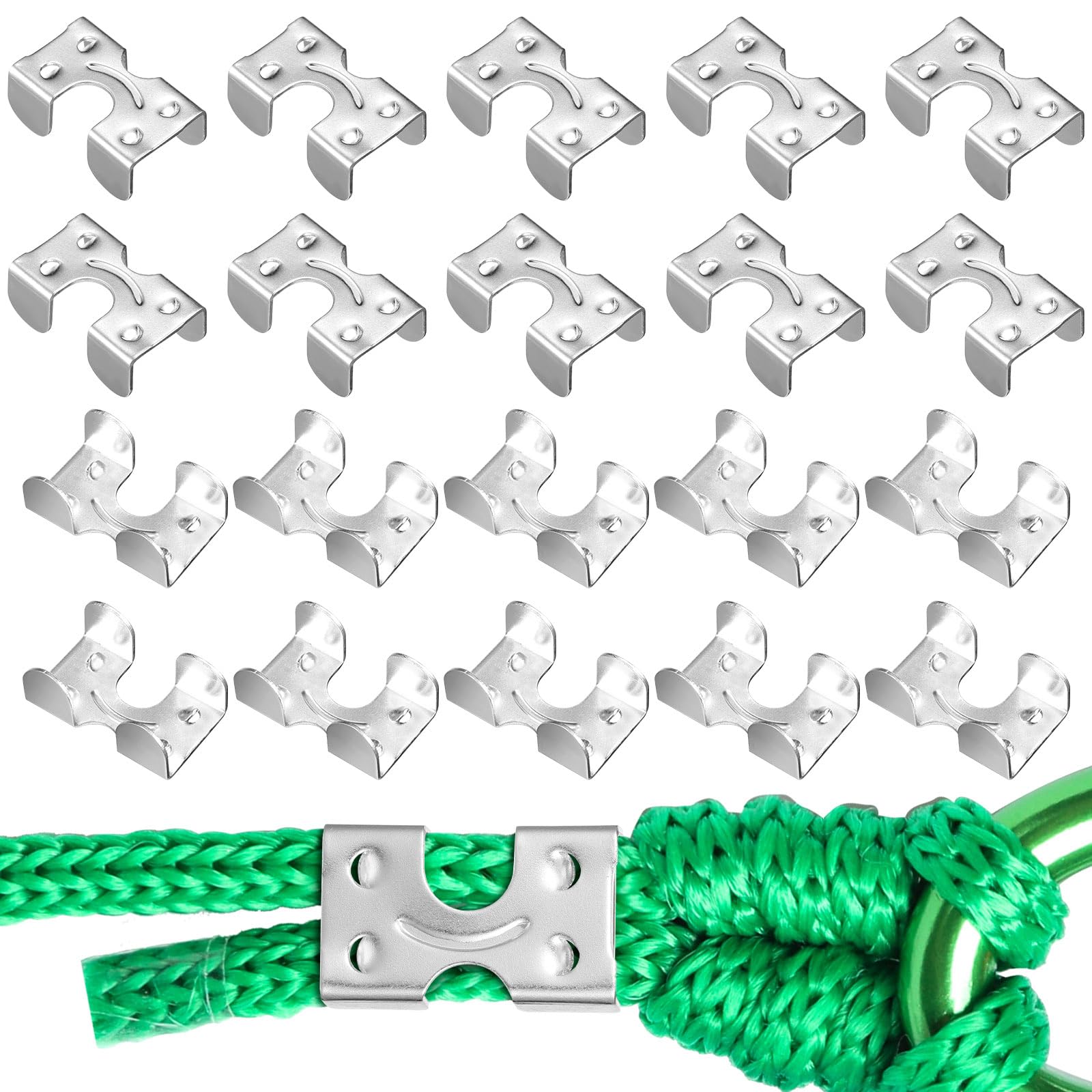 Photo 1 of MorningRo 20 Pcs Stainless Steel Double Rope Clamps Heavy Duty Double Clips Loop End Clip Fits 3/8 Inch to 1/2 Inch Twisted or Braided Ropes