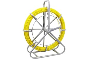 6MM 450 FT Fiberglass Fish Tape Electrical Wire Cable Puller Duct Rodder with Cage