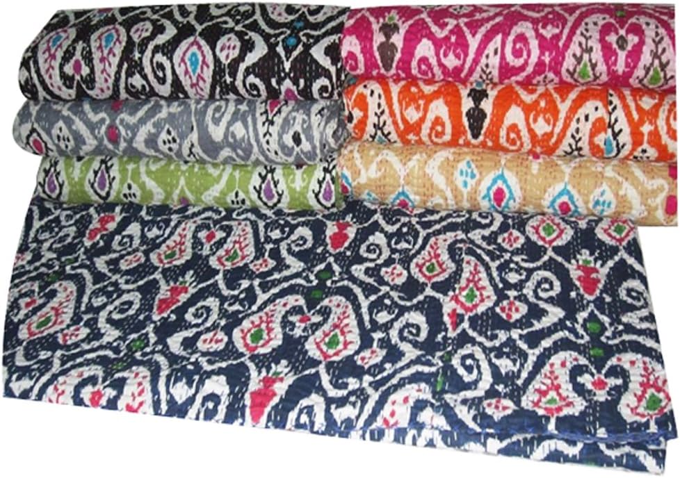 Jaipuronline Ikat Paisley Twin Kantha 60 x 90 Inches Multi colored 20 Pack