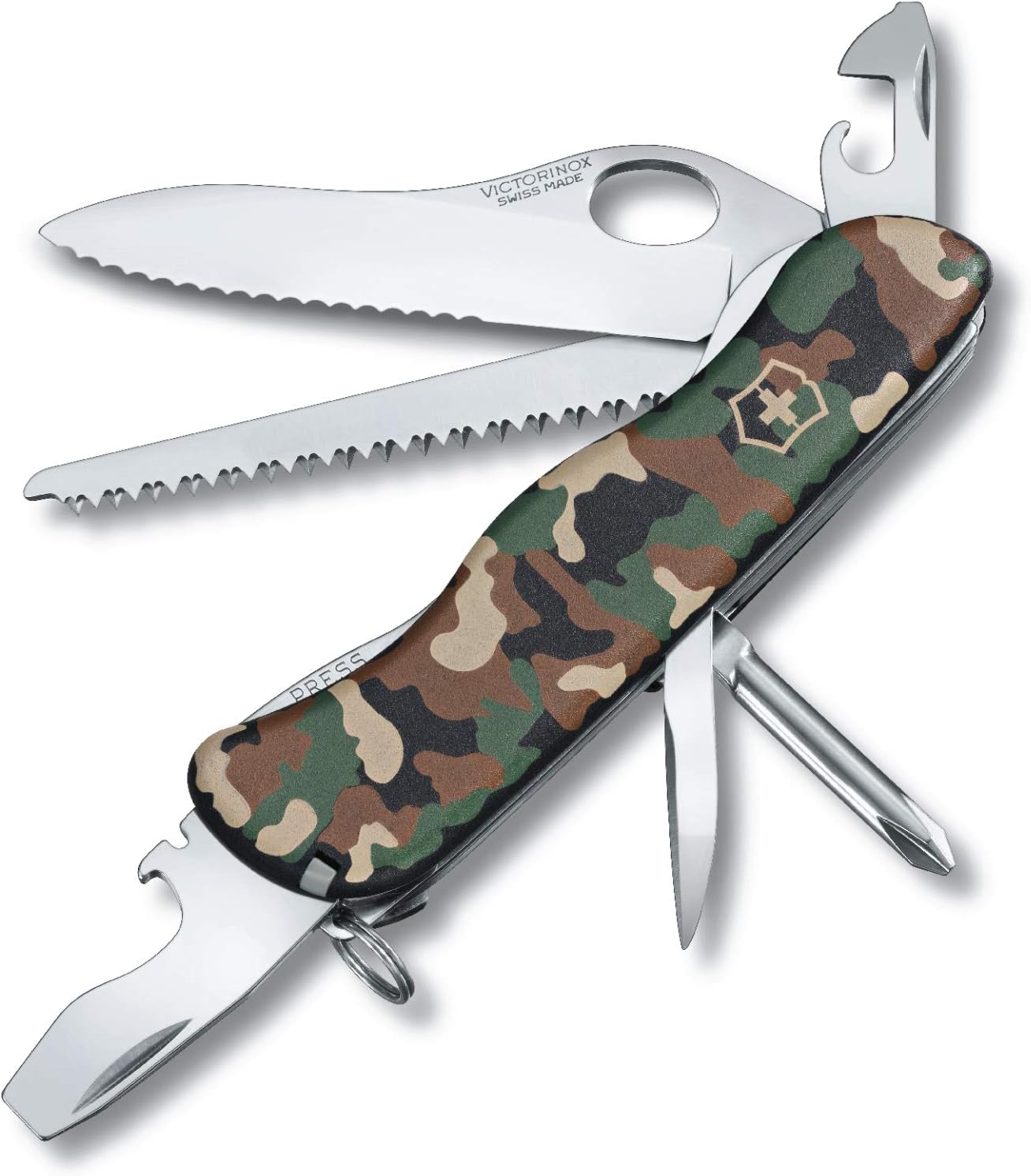 Victorinox Trailmaster Swiss Army Pocket Knife, Large, Multi Tool, 12 Functions, Large Locking Blade, Camouflage