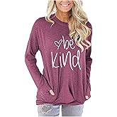 Akihoo Womens Casual Long Sleeve Tunic Tops Crew Neck Shirt Blouses