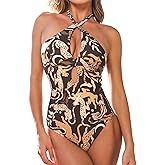 CUPSHE Women's One Piece Swimsuit Sexy Bathing Suit Cut Out Halter Tie High Neck Back Hook Swimwear