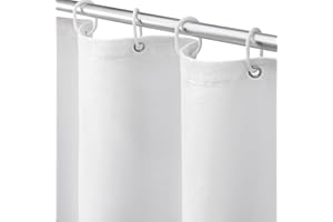 Awellife Extra Long Shower Curtain 84 Inch Length White Shower Curtains for Bathroom Natural Cotton Cloth Fabric 72" W x 84" L
