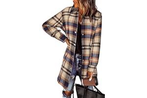 EVALESS Color Block Plaid Shacket Jacket Womens Fall Clothes Fashion Outfits