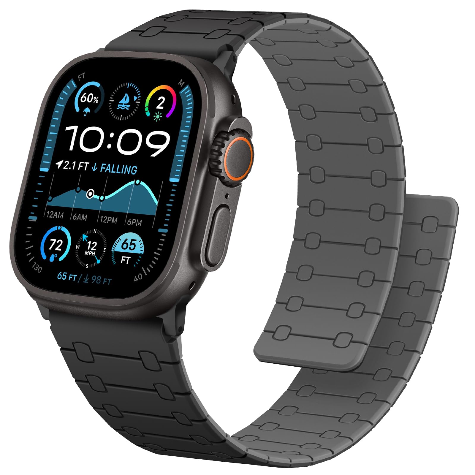 Anlinser コンパチブル アップルウォッチバンド Apple Watch バンド49mm 46mm 45mm 44mm 42mm、両面リバーシブルマグネットバンド iWatch Ultra 2 シリーズSE/10/9/8/7/6-1用（ブラック/グレー） の商品画像