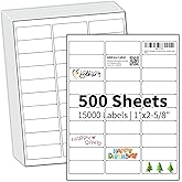 500 Sheets 15000 Labels 30-up 1" x 2-5/8" Shipping Address Labels, FBA Barcode Label for Laser & Inkjet Printers, 30 per Page Self Adhesive Return Sticker