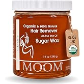 MOOM USDA Organic Sugar Wax Hair Removal for Body, Face &amp; Bikini - 12 oz | Tea Tree Oil Wax for Women and Men - Body, Leg &amp; Facial wax - Soft Wax for Sensitive Skin (Strips &amp; Sticks Not Included)