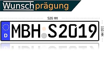 1 KFZ-Kennzeichen EU 520 mm x 110 mm Autoschild mit Wunschkennzeichen