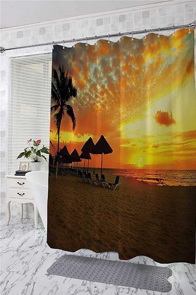 BenmoHouse - Cortina de ducha para niños, diseño de escena de atardecer