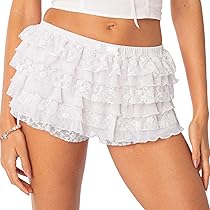 NUFIWI Women Lolita Bloomers Cute Ruffle Shorts Lace Pumpkin