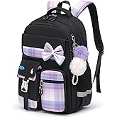 Alrisg School Backpack for Girls Kids Bookbag for Elementary Middle School Casual Travel Daypack Teen Backpacks Black