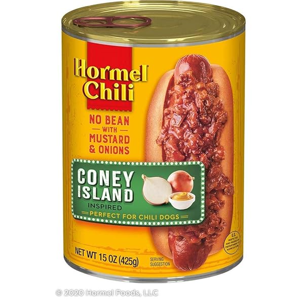 HORMEL CONEY ISLAND CHILI, NO BEAN WITH MUSTARD AND ONIONS, PERFECT FOR CHILI DOGS, 15 OUNCE