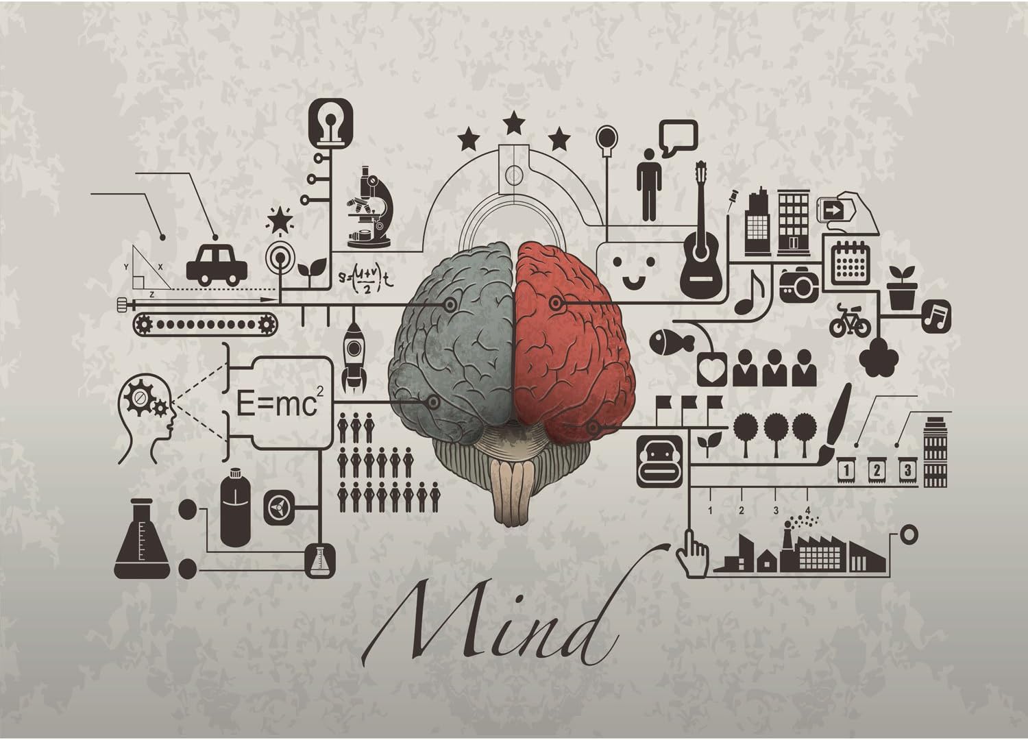 Poster/Canvas of Abstract Art - Functions of the Brain Design - The Mind - Medicine - (Model 010) Measurements: 70 x 100 cm