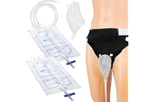 OPSTRA YEE Wearable Urine Collector with 2 Urine Bags (1000ml & 2000ml), 1.2M Tube & Adjustable Pants - Secure & Comfortable Design for Elderly Men Black