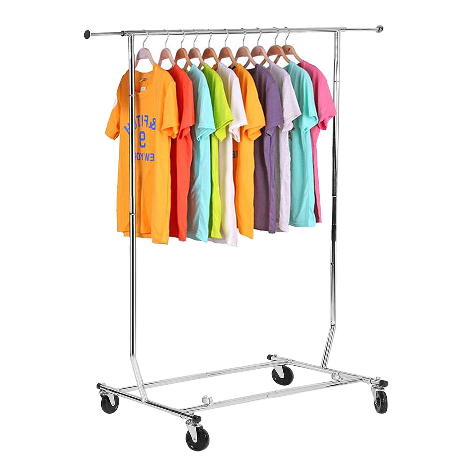 Homdox Clothing Garment Rack Commercial Grade Collapsible Hanging Racks with Lockable Wheel Chrome Finish