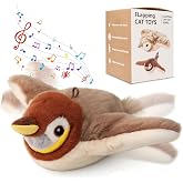 blueypet Upgraded Interactive Chirping Bird Cat Toys with Flapping Wings,No Flying Birds Cats Toy, Flying Simulation Electric Sparrow Shaking Hunting Pet Toy for Indoor-Larger