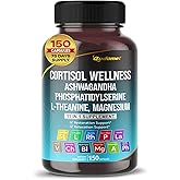 GUDOMET CORTISOL Wellness Magnesium Ashwagandha L-Theanine Phosphatidylserine Rhodiola Rosea Passionflower Lavender Chamomile -150 Capsules