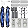 Replacement Accessories kit Compatible with Ecovacs X8 Pro Omni/Yeedi S14 Plus Vacuum Cleaner Robot Parts 2 Main Brush 6 Side Brushes 4 HEPA Filters 4 Roller Mop Cloth 6 Dust Bags