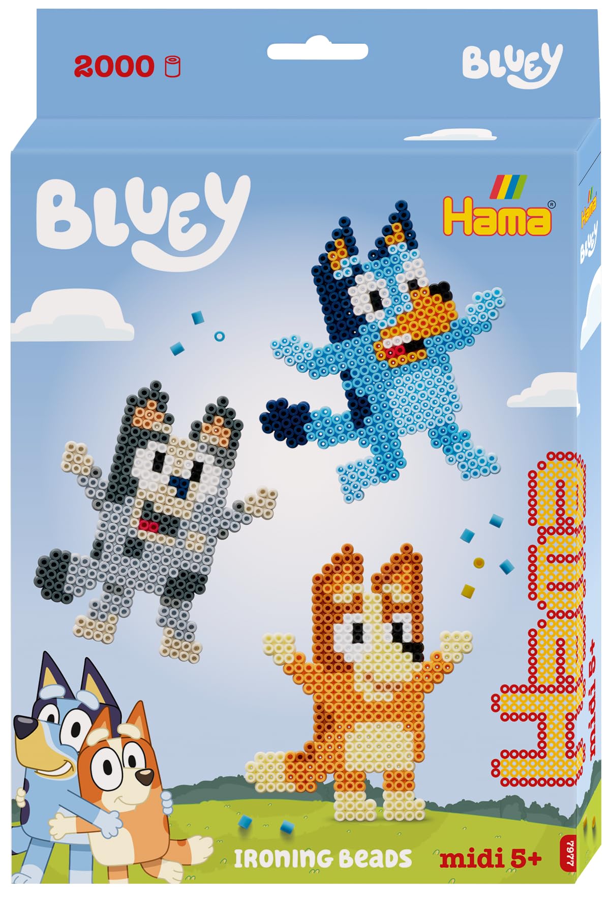 Hama Bluey Fuse Beads Craft Kit – 2000 Iron-On Beads with Pegboard, Design Sheet & Instructions – Arts & Crafts Toy for Kids Ages 5+