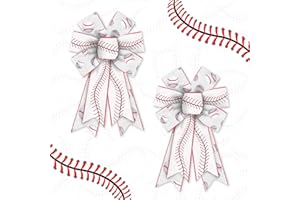 Hying 2 Pieces Baseball Bows for Wreath, Sport Baseballs Wreath Bow Red White Burlap Bows Sports Rolls Ball Craft Bows Ornaments for Front Door Team Celebration Party Decoration Supplies